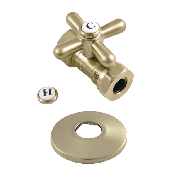 1/2"FIPx1/2"or7/16" Slip Joint Qrtr-Turn Strght Stop Vlv W/Flng Brass